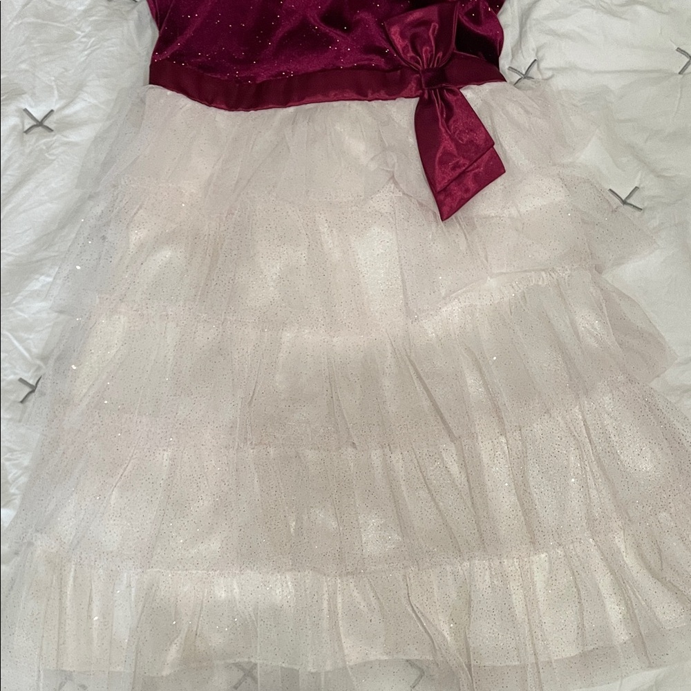 Jona Michelle Burgundy and White Kids Dress - Picture 2 of 6